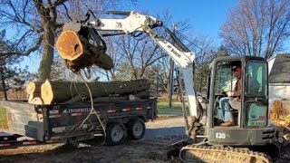 108 Cutting Firewood  Unloading Logs From Dump Trailer [upl. by Derriey295]