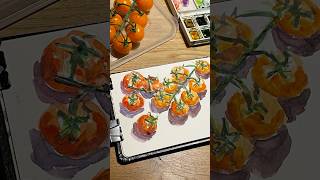 Painting simple objects in watercolor Follow me painting tomatoes Simple steps painting tomatoes🍅 [upl. by Elamaj272]