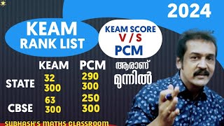 KEAM score vs pcm mark state vs cbse KEAM 2024 rank list [upl. by Eem43]