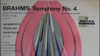 Brahms E Jochum ‎– Symphony № 4  Academic Festival Overture 1959 Decca DL 9866 [upl. by Valsimot660]