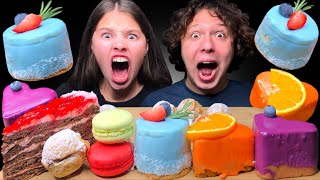 ASMR CHOCOLATE CAKE amp RAINBOW CHEESECAKE EATING SOUNDS MUKBANG 먹방  Tati ASMR [upl. by Nylsej]