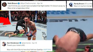 UFC FIGHTERS REACT TO MAX HOLLOWAY KNOCKOUT JUSTIN GAETHJE  UFC 300 REACTIONS [upl. by Asennav461]