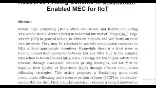 SGCS An Intelligent Stackelberg Game Based Computation Offloading and Resource Pricing Scheme in Blo [upl. by Aneekas]