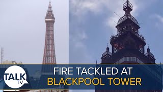 BREAKING Iconic Blackpool Tower Catches Fire  Rescue Mission Underway [upl. by Ienttirb]