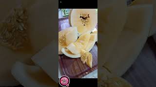 PEELING Cutting slicing Fresh yellow melon [upl. by Kirt]