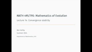 MATH 495795  Lecture 14  Convergence stability [upl. by Naillik]