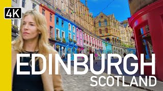 4K Edinburgh Scotland  Evening walking tour of Edinburgh City Centre [upl. by Nonnah]