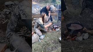 Cooking Deer Meat  Behind the scenes survival deermeat [upl. by Kolnos]