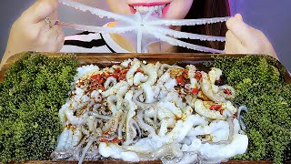 ASMR EATING RAW OCTOPUS X SEAGRAPES  EATING SOUNDS  LINHASMR [upl. by Atahs739]