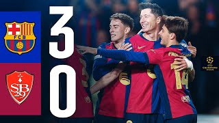 HIGHLIGHTS  FC BARCELONA 3 vs 0 BREST  UEFA CHAMPIONS LEAGUE 202425 [upl. by Ailen]