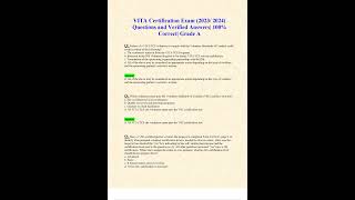 VITA CERTIFICATION EXAM 2023 2024 QUESTIONS AND VERIFIED ANSWERS 100 CORRECT GRADE A [upl. by Wivina]