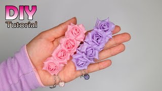 DIY  Tutorial bunga deret dari kain  Satin ribbon  How to make fabric flowers  Roses [upl. by Ronnie]