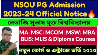 Netaji Subhas Open University PG Distance Admission 2023 nsou pg admission 202324nsou Form Fillup [upl. by Jurdi]