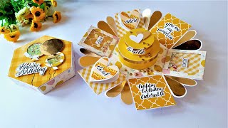 Special Handmade Cake Explosion Box for Birthday  Beautiful Explosion Box  Tutorial [upl. by Ediva]