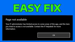 How To Fix Page Not Available Your IT Administrator Has Limited Access to Some Areas [upl. by Esineg]