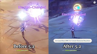 v52 Elemental Reactions Buff Before and After Comparison  Genshin Impact [upl. by Kcid684]