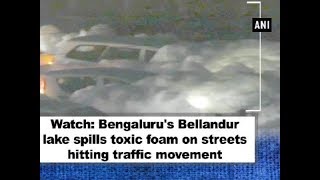 Watch Bengalurus Varthur lake spills toxic foam on streets hitting traffic movement [upl. by Glenine]