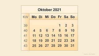 Kalender Oktober 2021 [upl. by Orgel]