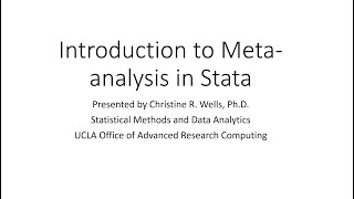 Introduction to Metaanalysis using Stata [upl. by Aicissej]