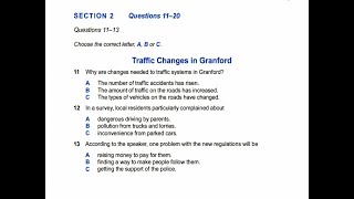 IELTS Listening Practice Section2Traffic Changes in Granford with answers [upl. by Eanahs]