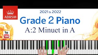 ABRSM 20212022 Grade 2 A2 piece Minuet in A  Gambarini Piano Exam piece [upl. by Llerrem]