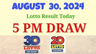 Lotto Result Today 5pm August 30 2024 swertres ez2 Pcso [upl. by Ttocserp]