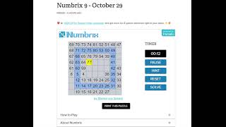 AI Solve Daily Numbrix 9 Puzzle 10292024 ASMR [upl. by Omoj]