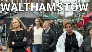 🇬🇧 EAST LONDON WALKING TOUR WALTHAMSTOW MARKET THE LONGEST OUTDOOR MARKET IN EUROPE LONDON SUBURB [upl. by Akemrej267]