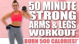 50 Minute STRONG LEGS AND ARMS WORKOUT 🔥Burn 500 Calories 🔥Sydney Cummings [upl. by Fries]