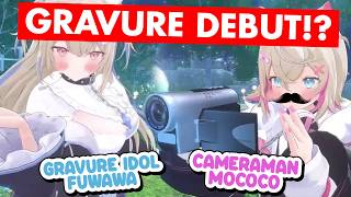 Fuwawa Debuts as a Gravure Model ft Cameraman Mococo 【Hololive EN】 FWMC3D [upl. by Eenolem377]