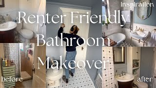 renter friendly small bathroom makeover pt 2 [upl. by Essined]