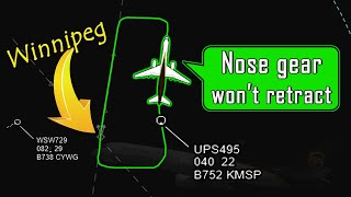 UPS B757 has LANDING GEAR FAILURE at Winnipeg  quotWe need to returnquot [upl. by Larred179]