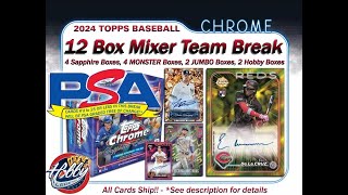 PSA 1010 DAY EVENT  2024 Topps Chrome  Sapphire 12 Box Mixer TEAM Break 6 eBay 101024 [upl. by Limann398]