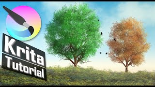 Krita  Realistische Bäume und Gras in Krita zeichnen  Tutorial 2020 [upl. by Drofhsa]