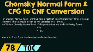 Chomsky Normal Form amp CFG to CNF Conversion [upl. by Tarkany]