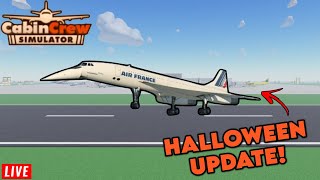 Halloween Update in Cabin Crew Simulator ROBLOX  New AIRPORT New Emergency  more LIVE 🔴✈️ [upl. by Pandich]