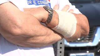 Las Vegas candidate attacked with a knife while putting up campaign signs [upl. by Landon]