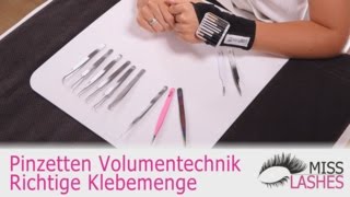 Wimpernverlängerung Welche Pinzetten sind geeignet Volumentechnik Richtige Klebermenge [upl. by Rossuck]