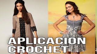 Vestidos con Aplicacion tejidas en Crochet  Diseños Tela [upl. by Marelya]