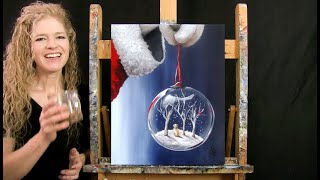 Learn How to Paint SANTAS ORNAMENT with Acrylic  Paint amp Sip at Home  Step by Step Holiday Lesson [upl. by Nayd960]