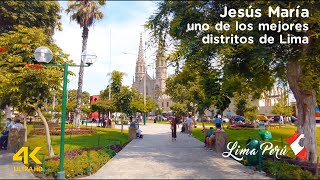 Jesús Maria y su hermosa Plaza San José Lima Peru Walking 4k [upl. by Yerhcaz]