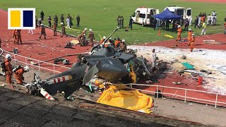 Parade training turns fatal in Malaysia helicopter collision [upl. by Clare]