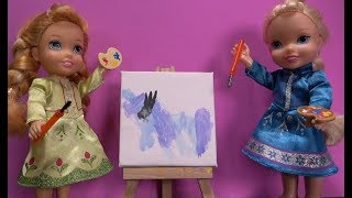 Elsa and Anna toddlers paint a picture with the Disney princess toddlers and My little Pony [upl. by Gery564]