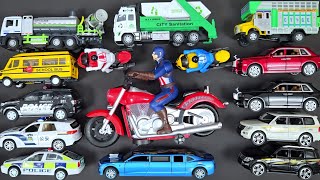 New Amazing Toy Car Collection  School Bus Police Car Fire Truck Ambulance Captain America Bike [upl. by Corder]