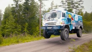 Kamaz T4 Dakar Truck Chases a Volkswagen Polo R WRC [upl. by Aidnyc]