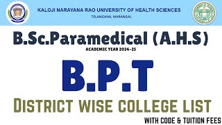 KNRUHS  BPT District wise colleges list with codes amp tuition fee details knruhs bpt bptp [upl. by Retse412]