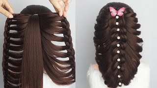 Latest Ladies Hairstyle For Wedding Guest  Easy Modernist Hairstyle For Long Hair [upl. by Ermeena]