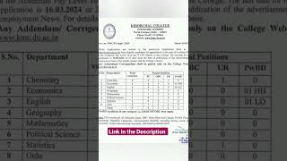 Kirori Mal College Recruitment  Assistant Professor 2024 [upl. by Hedi]