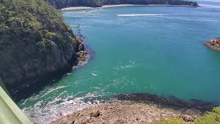 Tide Rushing In Deception Pass Bridge Washington State Route 20 Whidbey Island [upl. by Oira]