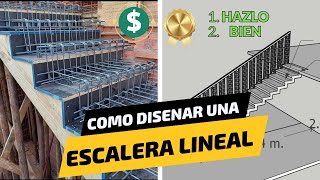 Como Proyectar y diseñar una escalera lineal Con Sus Medidas Correspondientes En La Construcción [upl. by Notyrb679]